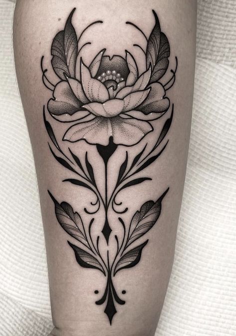 ♥ » Elegant flower ornament tattoo 🏷️: #blackwork #dotwork #flowers #floral #flowertattoo #floralart #ornaments #apprentice #aesthetic #tattoo #tattooideas #tattooart #tattoosforwomen #gothgirl #darkart #dark #tattoodesign #tiktok #pinterest #art #design #designideas #artwork #artist #tattoos #tattooed #girlswithtattoos #love #tattoolife #blackandgreytattoo #tattooed #picoftheday #gothic #dark #grunge #alternative #horror #black #creepy #darkartists #ink #dots #halloween #darkart Dark Delicate Tattoo, Gothic Flower Tattoo Design, Gothic Abstract Tattoo, Folk Tattoo Black, Ornamental Plant Tattoo, Shoulder Top Tattoo, Feminine Blackwork Tattoo, Art Deco Floral Tattoo, Gothic Flower Drawing