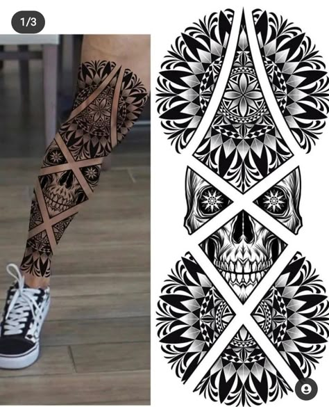 Aka Tattoo, Tattoo Full Leg, Geometric Tattoo Sleeve, Perfumes Caravan, Tattoos Viking, Geometric Tattoo Leg, Stile Pin Up, Leg Tats, Herren Hand Tattoos