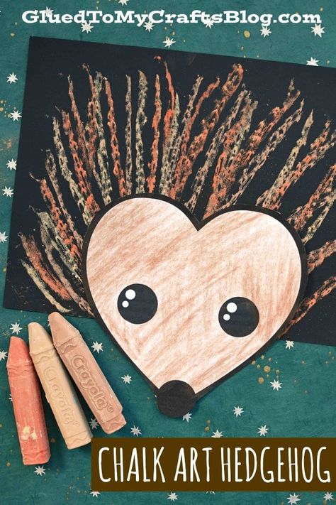 #gluedtomycrafts Paper & Chalk Art Hedgehog Craft For Kids To Make Today! Free Printable Included! Hedgehog Craft For Kids, Art Ideas For Teens, Hedgehog Craft, Hedgehog Art, Daycare Crafts, Autumn Crafts, Kindergarten Art, Crafts For Kids To Make, Craft For Kids