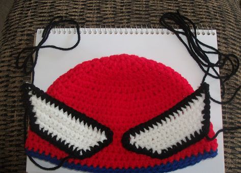 MelodyCrochet: The Making of Spiderman (Crochet Hat) Spiderman Crochet, Spiderman Hat, Crochet Hat Tutorial, Crochet Hats For Boys, Crochet Kids Hats, Crochet Monsters, Crochet Hat Free, Crochet Hats Free Pattern, Baby Blanket Knitting Pattern