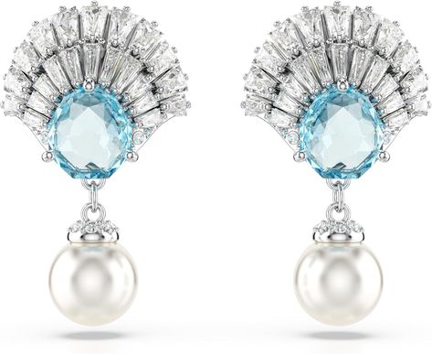 Swarovski Idyllia drop earrings, Shell, Blue, Rhodium plated : Amazon.co.uk: Fashion Blue Pearl Earrings, Blue Drop Earrings, Shell Design, Rose Gold Watches, Swarovski Earrings, Swarovski Jewelry, White Crystal, Single Earring, Crystal Pearls