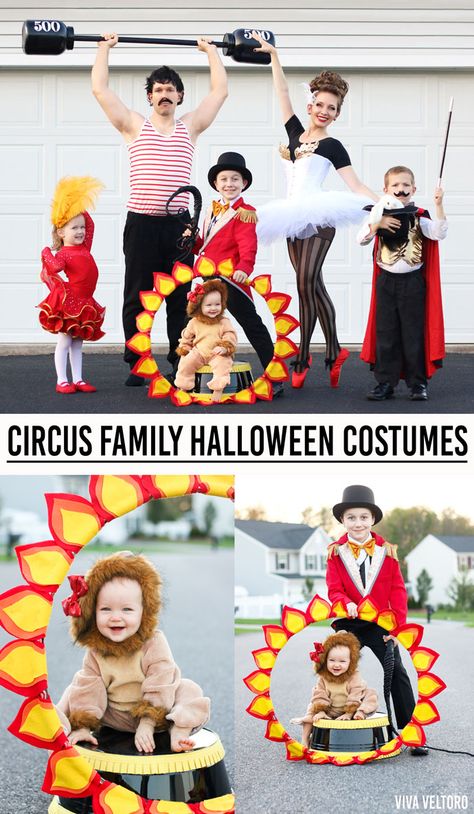 These circus costume ideas are amazing! These DIY family Halloween costumes will really make a statement.#FamilyCostumes #Halloween #halloweencostumes #circus #costumes Circus Costume Ideas, Diy Family Halloween Costumes, Halloween Costume Group, Costume Ideas Diy, Circus Halloween Costumes, Halloween Costume Couple, Original Halloween Costumes, Easy Couple Halloween Costumes, Meme Costume