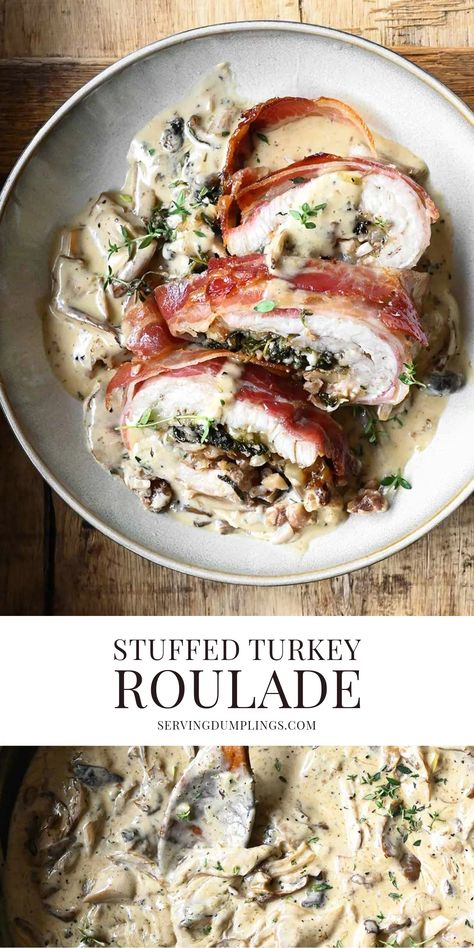 Turkey Breast Roulade Recipes, Turkey Roulade Recipes, Turkey Roulade Thanksgiving, Roulade Chicken, Stuffed Turkey Breast Recipes, Turkey Fillet Recipes, Turkey Dinner Ideas, Turkey Breast Roulade, Easy Holiday Dinner