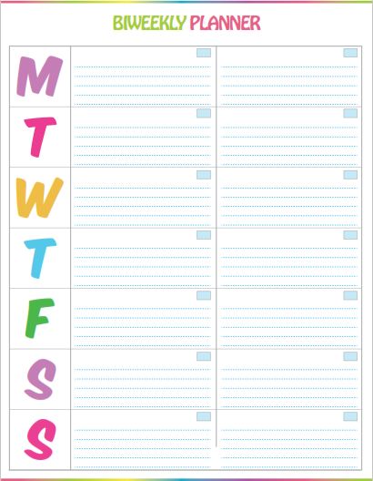 I just love this cute weekly planner printable! The colors are vibrant and coordinate with a matching free printable calendar. The template comes with 2 weeks on one page to capture all my family activities. Weekly Organizer Printable, Homework Tips, Free Weekly Planner Templates, Best Weekly Planner, Colorful Template, Cute Daily Planner, Excel Calendar Template, Weekly Calendar Template, Weekly Planner Free Printable