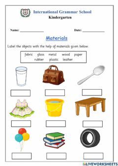 Materials Science Worksheet For Grade 1, Materials Worksheet For Grade 1, Grade One Science Worksheets, Materials Worksheet Science, Science For Kids Worksheets, Science Worksheets For Grade 1, Materials Worksheet, Kindergarten Names, Worksheet For Kindergarten