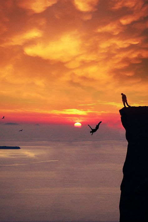 Live fast, die young | by Victor Habchy Shadow Silhouette, Cliff Diving, Need A Vacation, Sun Sets, Wow Art, Extreme Sports, Pics Art, On The Edge, Beautiful Photography