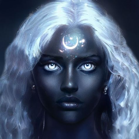 Greek goddess Nyx Goddess Of Witches, Lunar Goddess Art, Space Goddess Aesthetic, Artbreeder Goddess, Nyx Fanart Goddess, Goddess Of Night Aesthetic, Melinoe Goddess Art, Celestial Goddess Aesthetic, Nyx Goddess Makeup