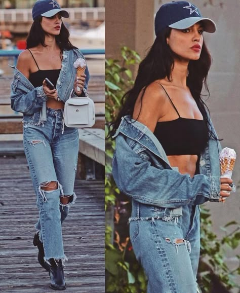 youtube: Zakia Chanell  pinterest: elchocolategirl instagram: elchocolategirl Eiza Gonzalez, Popular Outfits, Denim Jacket Women, Outfit Goals, Fashion Lookbook, Mode Inspiration, Looks Style, Looks Vintage, Outfits Casuales