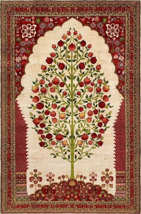 Islamic Art Prints, Persian Folk Art, Persian Art Pattern, Islamic Art Painting, Persian Flowers, Pakistani Pattern, Persian Aesthetic, Pakistani Art, Pomegranate Tree