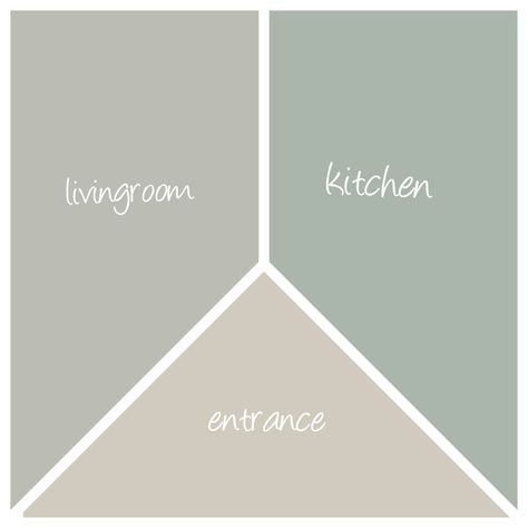 Green Gray White Kitchen, Green Grey Wall Color, Grey Sage Living Room, Grey Kitchen Green Walls, Grey And Green Living Room Colour Schemes, Beige And Green Kitchen, Wallpaper And Paint Combination, Sage Green Color Combinations, Paint Combinations Interior