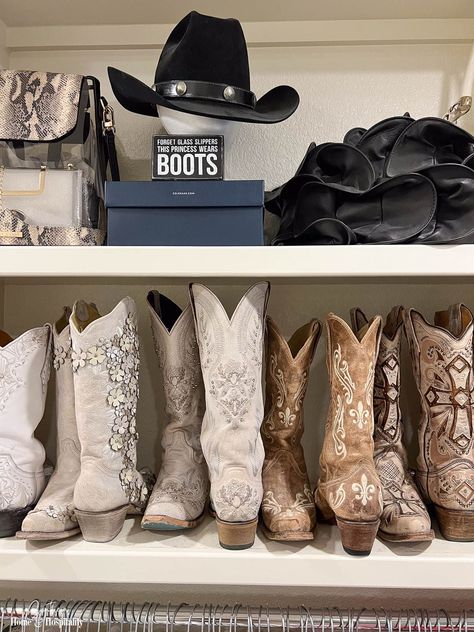 Luxurious closet design ideas to help make your master bedroom closet into an organized and beautiful space that's special just for you! Cowboy Boot Closet Storage, Cowboy Boot Storage Ideas Closet, Cowboy Boot Storage Ideas, Boot Storage Ideas Closet, Boot Storage Entryway, Boot Storage Closet, Cowboy Boot Storage, Boot Storage Ideas, Storage Ideas Closet