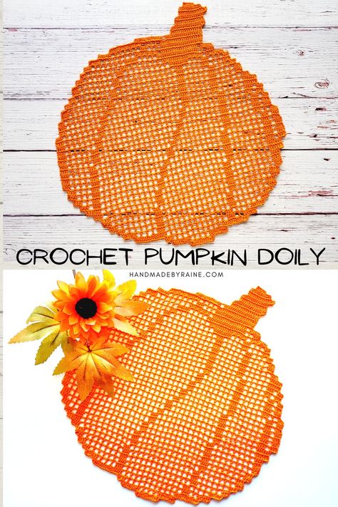 Crochet Pumpkin Doily Free Pattern, Crochet Halloween Doilies, Crochet Pumpkin Doily, Pumpkin Doily Crochet Pattern, Fall Crochet Doily Patterns Free, Crochet Pumpkin Placemat, Halloween Doily Crochet Patterns Free, Free Doily Crochet Patterns, Pumpkin Doily