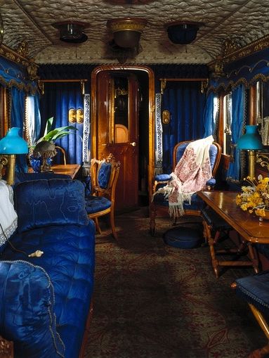 Interior of Queen Victoria's train carriage. Orient Express Train, Simplon Orient Express, National Railway Museum, Luxury Train, Railway Museum, Movie Set, Neo Victorian, Orient Express, Vintage Train