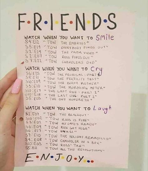 friends tv show watchlist by episodes Not Musik, Movie To Watch List, Friends Episodes, What To Do When Bored, Friends Moments, Friends Series, Friend Memes, Friends Wallpaper, Mood Songs