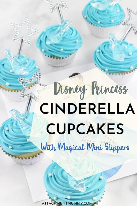 Are you planning a Disney Princess party and looking for the perfect easy cupcake decorating idea? These cinderella cakes are exactly what you need. Not only perfect for little princess parties but ideal for happily ever after engagement parties too. #cinderellacake #disneyprincessparty #disneycupcakes Cinderella Cupcakes Ideas, Cinderella Desserts, Cinderella Party Cake, Cinderella Cake Ideas, Easy Cupcake Decorating, Cinderella Birthday Party Decorations, Cinderella Cakes, Cinderella Ballet, After Engagement