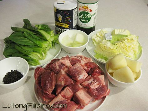 Nilagang Baboy Recipe - Filipino Recipes from Lutong Filipino Pork Nilaga Filipino Food, Nilagang Baka Recipe Filipino Food, Lauya Recipe Pork, Lauya Recipe Filipino Food, Filipino Nilaga Recipe, Lauya Recipe, Nilagang Baka Recipe, Pinoy Food Filipino Dishes, Nilaga Recipe