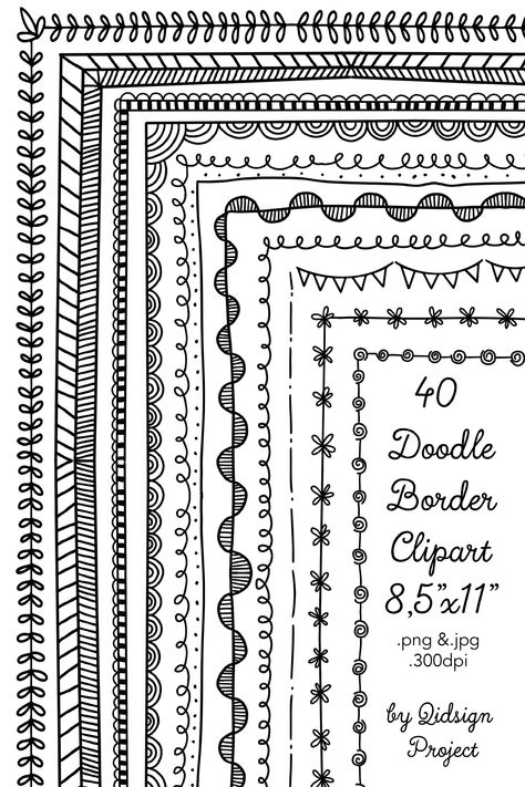 40 Hand drawn border clipart, doodle frames, planner, letter frame, cute border, page border, bullet journal element, teacher clipart Borders On Black Paper, Hand Drawn Frames And Borders, Vertical Border Design, Black Borders For Project, Border Designs For Projects Creative Black And White, Cute Borders To Draw, Bullet Journal Shopping List, Black And White Border Designs, Bullet Journal Borders