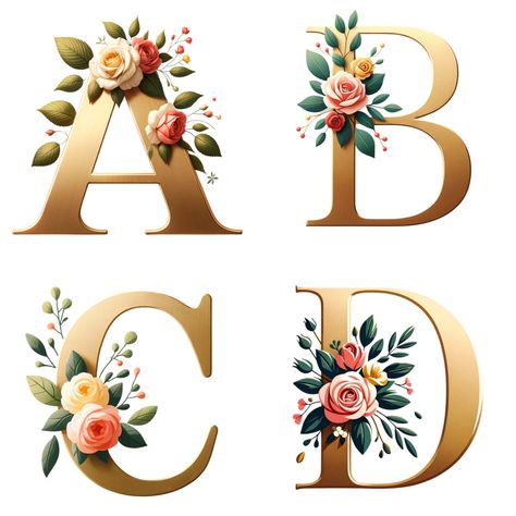 Alphabet Letters With Flowers, Monogram Fonts Alphabet, Free Printable Alphabet Templates, Leaves Craft, Floral Monogram Letter, Roses Clipart, Unique Monogram, Enchanting Wedding, Alphabet Templates