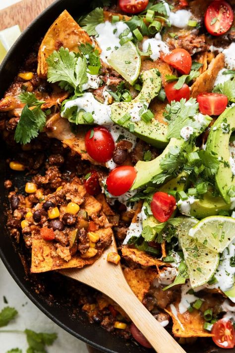 Rolled Enchiladas, Macro Dinner, Skillet Enchiladas, Mexican Skillet, Enchilada Skillet, Beef Skillet, Dietitian Recipes, Real Food Dietitians, Homemade Corn Tortillas