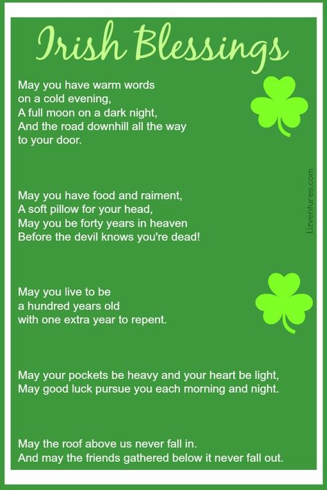 Great Printable from www.lizventures.com! Nothing like a good Irish blessing ;-) #StPatricksDay Irish Birthday Blessing, Scottish Poems, Irish Poems, Irish Blessing Quotes, Irish Slang, Irish Images, Irish Prayer, Irish Sayings, Irish Blessings