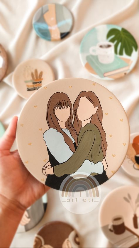 Painting Of Two Friends, Birthday Gift Painting Ideas On Canvas, Painting Ideas With Friends Easy, Canvas Painting Ideas For Gifting, Two Friends Mandala Art, Canvas Art For Friends Gift Ideas, Mini Canvas Art Easy Cute For Best Friend, Birthday Painting Ideas For Best Friend, Friends Aesthetic Painting