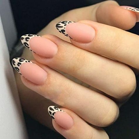 20+ Gorgeous French Tip Nail Ideas for Your Next Mani 7 Medium Nails Design, Tip Nail Ideas, French Tip Nail Ideas, Leopard Nail Designs, French Press On Nails, Press On Nails Almond, Cheetah Nail Designs, Unghie Nail Art, Medium Nails