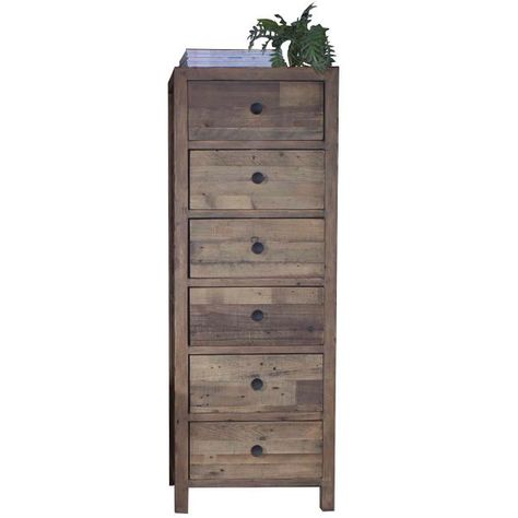 Standford Reclaimed Wood Tall Chest of Drawers Narrow Chest Of Drawers Bedrooms, Scandi Style Bedroom, Boys Bedroom Storage, Boys Bedroom Sets, Tall Boy Furniture Chest Of Drawers, Narrow Chest Of Drawers, Ikea Bedroom Storage, Bedside Dresser, Lebus Chest Of Drawers