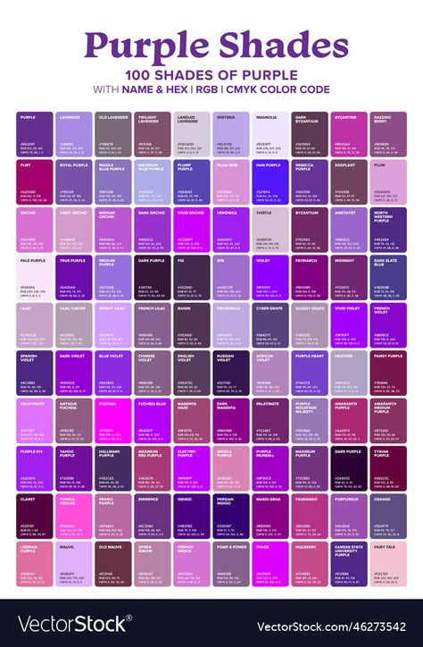 Purple Shades Chart, Purple Shades Name, Types Of Purple Color Shades, Pantone Purple Shades Colour Palettes, Purple Pantone Shades, Colours Name, Cool Tone Purple, Pantone Colors Purple, Purple Color Shades