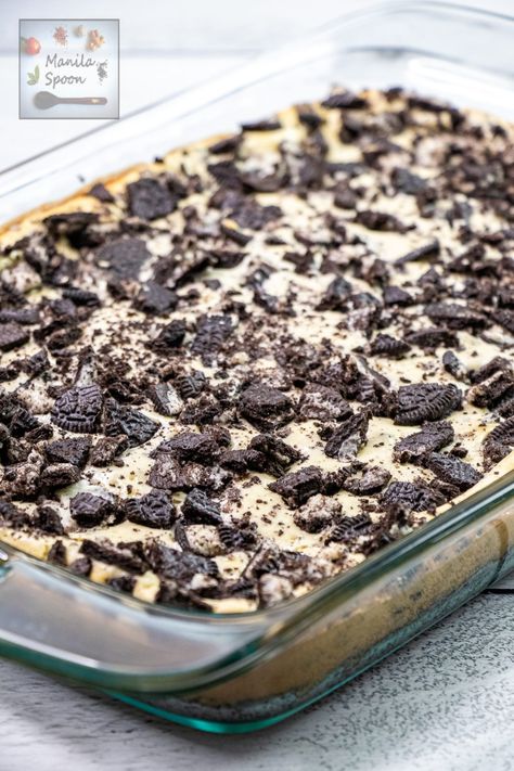 Oreo Cheesecake 9x13 Pan, Oreo Cheesecake Squares, Desserts In 9x13 Pan, Cookies And Cream Cheesecake Bars, Oreo Cookie Cheesecake Recipe, 9x13 Cheesecake Recipes, Oreo Crust Recipe, Work Desserts, Cookie Crust Recipe