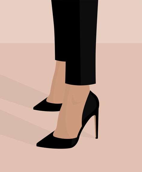 Black Illustration, High Heels, Heels, Black, Design