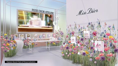 Millefiori Garden, Dior Theme, Flower Party Themes, Miss Dior Perfume, Hotel Flowers, Bridal Fair, Dior Perfume, Wedding Design Decoration, Wedding Expo