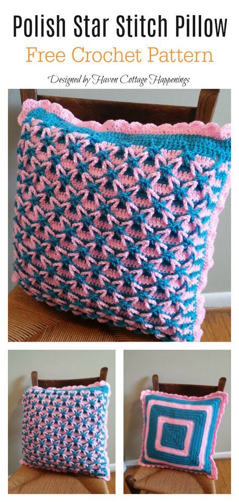 Polish Star Stitch Pillow Free Crochet Pattern #freecrochetpatterns #crochetpillow #easypattern Polish Crochet, Crochet Pillow Patterns Free, Stitch Pillow, Crochet Pillow Cover, Crochet Cushion Cover, Crochet Pillow Pattern, Crochet For Beginners Blanket, Crochet Pillows, Easy Crochet Projects