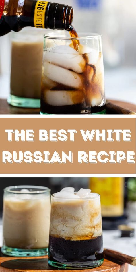 White Russian Shots, Russian Drinks Traditional, Easy White Russian Recipe, Lake Cocktails, White Russian Recipe Baileys, Baileys Recipes Drinks, White Russian Drink, White Russian Recipe, Baileys Drinks