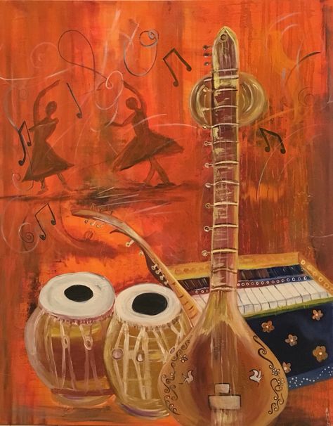 Sa Re Ga Ma, 80x100 cm, acrylic on canvas, January 2016 Hindustani Music Aesthetic, Hindustani Classical Music Aesthetic, Sitar Instrument Illustration, Carnatic Music Aesthetic, Harmonium Drawing, Indian Music Aesthetic, Indian Classical Instruments, Indian Classical Music Aesthetic, Indian Instruments