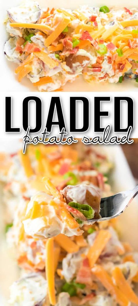 Best Loaded Potato Salad, Loaded Baked Potato Salad Recipe Easy, Loaded Baked Potato Salad Kardea Brown, Potatoe Salad, Fully Loaded Potato Salad, Loaded Potato Salad, Easy Bbq Recipes, Ranch Potato Salad, Loaded Baked Potato Salad