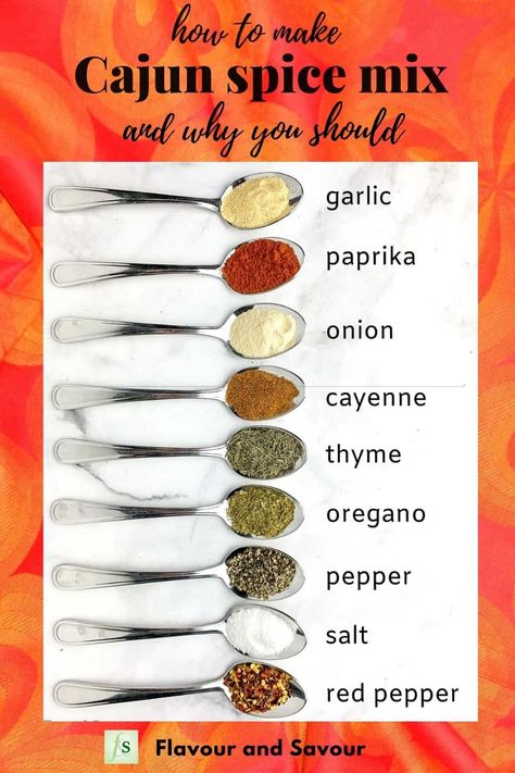 Learn the proportions for Cajun Spice Mix using ingredients you probably already have! Delicious on chicken, salmon, shrimp and more. #cajun#homemade#easy Cajun Seasoning Recipe, Cajun Seasoning Mix, Cajun Spice Mix, Homemade Dry Mixes, Diy Foods, Homemade Cajun Seasoning, Cajun Spice, Homemade Spice Mix, Spice Blends Recipes