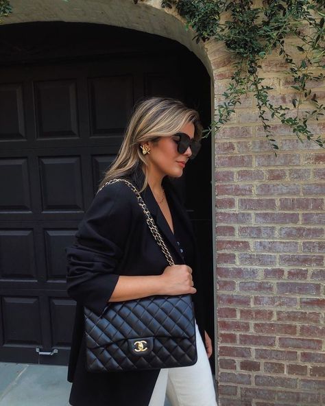 Black Chanel Bag Outfit, Chanel Jumbo Flap Bag, Chanel Jumbo Flap, Chanel Bag Outfit, Chanel Classic Jumbo, Chanel Maxi, Chanel Classic Flap Bag, Chanel Outfit, Chanel Jumbo