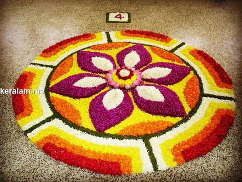 Onam Pookalam Design Gallery - 3 - Keralam, Kerala Tourism, Kerala Flower Carpet Design Onam, Onam Flower Carpet, Floral Rangoli Designs Diwali, Easy Rangoli Patterns, Onam Pookalam Design, Flower Rangoli Designs, Onam Pookalam, Poo Kolam, Pookalam Design