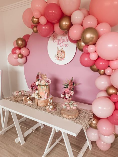 A bunny themed first birthday! - Lifes Little Celebration Boho Pink Party, Bunny Themed First Birthday, Bunny Birthday Party Ideas, One Birthday Party Ideas, Unicorn Birthday Theme, Bunny Birthday Theme, Some Bunny Is One Birthday, Boho Bunny