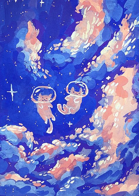 cry🌙 on Twitter: "you are my safe space˚✧₊🌙… " Cats In Space, My Safe Space, Arte Peculiar, Fluffy Clouds, Its Me, Whimsical Cats, Space Cat, Blue Art, Safe Space