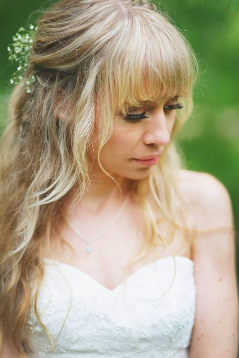 Natural wedding makeup. Deidre Lynn photography. Makeup Bridesmaid Natural, Wedding Bangs, Natural Hair Ideas, Wedding Hair Bangs, Wedding Makeup Bridesmaid, Updo With Headband, Bridal Hair Half Up, Wedding Hairstyles And Makeup, Makeup Bridesmaid