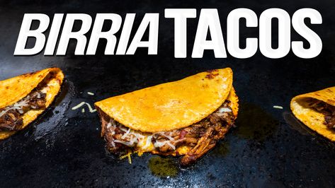 Beef Birria Tacos — SAM THE COOKING GUY Sam The Cooking Guy Recipes, Barrio Tacos, Adobo Marinade, Birria Tacos Recipe, Taco Board, Beef Birria Recipe, Latin Dishes, Boneless Short Ribs, Food Beef