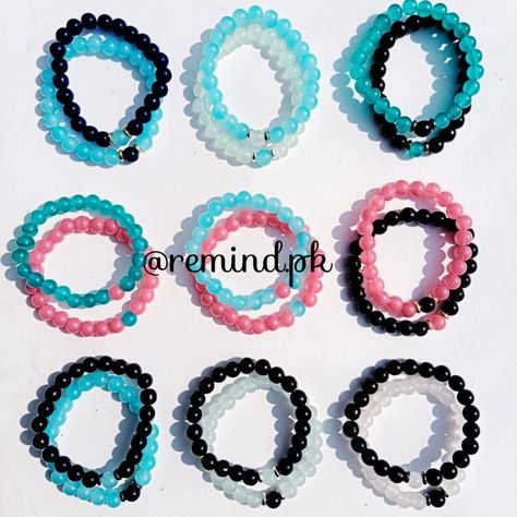 Glass Beads Bracelet Ideas Matching, Bracelet Pictures Ideas, Best Friend Bracelet Ideas, Diy Beaded Bracelets Ideas, Glass Beads Bracelet Ideas, Pair Bracelets, Easy Handmade Jewelry, Friends Distance, Beaded Bracelets Ideas