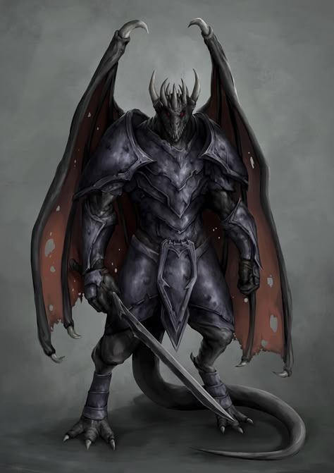 Fantasy Demon, Fantasy Races, Dnd Art, D&d Dungeons And Dragons, Fantasy Creatures Art, Fantasy Monster, Dragon Artwork, Mythical Creatures Art, Creature Concept Art