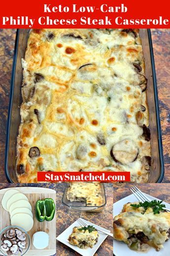 Easy Steak Dinner Recipes, Cheese Steak Casserole, Easy Steak Dinner, Steak Casserole, Steak Dinner Recipes, Philly Cheese Steak Casserole, Easy Steak, Low Carb Casseroles, Cheese Steak