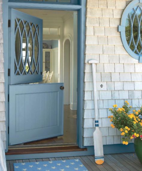 Would you paint your front door a gorgeous blue color? Most shades of blue have a sense of calm about them, but what can it really say about you? Blue Front Door, Sweden House, Casa Vintage, Dutch Door, Front Door Colors, House Doors, Blue Door, Door Color, Beautiful Doors