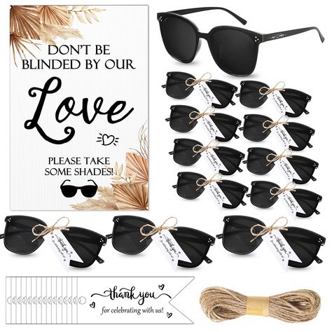 PRICES MAY VARY. Ideal Combination to Meet Your Needs: you will receive 1 piece of wooden wedding party sign, 50 pairs of wedding party sunglasses, 50 pieces of thank you cards and 1 piece of rope; The combination is considerate for you to use, and can easily meet your wedding use and other requirements Charming and Delicate Wedding Favors: these black party sunglasses gifts are ideal accessories for weddings, bridal showers, birthdays, engagement and anniversaries, adorned with ingenious texts Rustic Party Favors Wedding, Travel Wedding Favors, Customized Wedding Favors, Wooden Wedding Favors, Sunglasses Wedding Favor, Destination Wedding Gifts For Guests, Wedding Guest Party Favors, Wedding Reception Sunglasses, Useful Wedding Favors For Guests