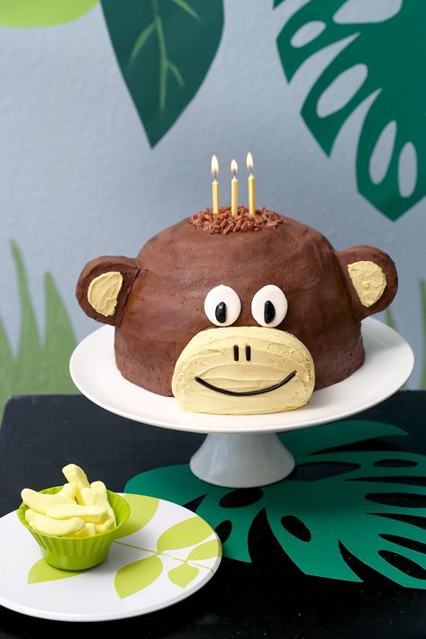 Monkey Birthday Cakes, Monkey Birthday Parties, Monkey Cake, Novelty Birthday Cakes, Monkey Birthday, Baby First Foods, Easy Birthday, A Monkey, Cupcake Cake