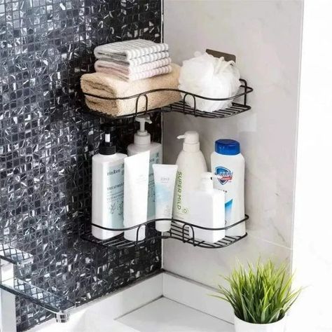 1 Pcs Metal Corner Rack For Bathroom & Kitchen | Bathroom Metal Shelf Organizer | Storage Rack Corner Frame Shampoo Storage Holder | Wall Mount Bathroom Accessories Bathroom Corner Rack, Shower Caddy Storage, Bathroom Corner Shelf, Bathroom Shelf Organization, Kitchen Shelves Organization, Corner Rack, Floating Shelves Bathroom, Metal Bathroom, Porta Shampoo