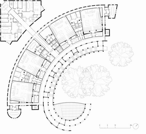 Curved Building, Social Housing Architecture, Floor Plan Symbols, Curve Building, Materials Board Interior Design, Arch Building, Circular Buildings, Architecture Drawing Presentation, Campus Design